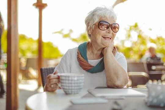 resident enjoying a coffee